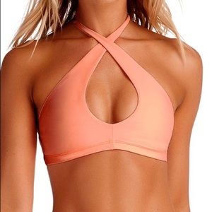 Vitamin A peach Camilla cross neck bikini top